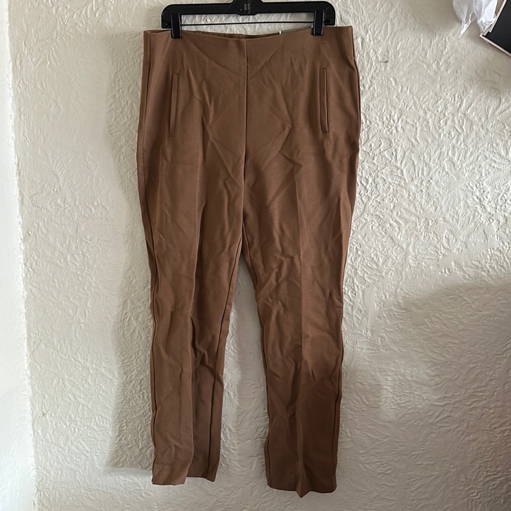 Chico’s Juliet Ankle Pant Ultimate Fit Brevity Brown Tan Ponte Knit Pants 2 NWT - Picture 5 of 16